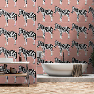 Zebra Exotic Animal Pattern Blush Pink Wallpaper