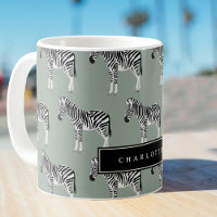 Zebra Exotic Animal Pattern Sage Green