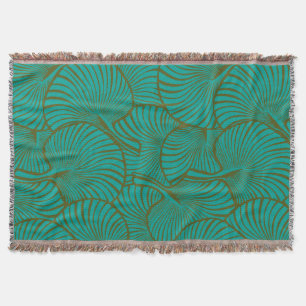 Zebra Fan Palm Hawaiian Tropical Jade Green Throw Blanket