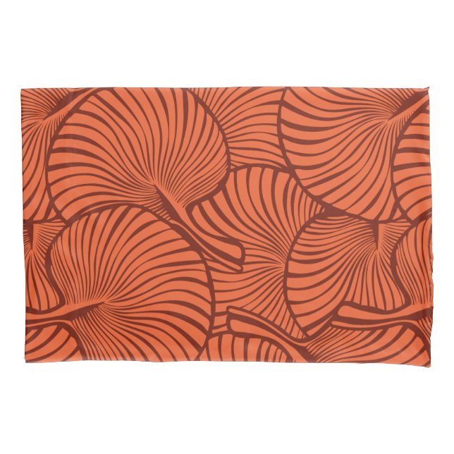 Zebra Fan Palm Hawaiian Tropical Orange Reversible Pillowcase (Front)