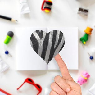 Zebra Faux Leather Heart Sticker
