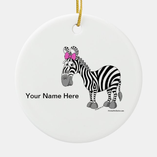 Zebra - Female Ceramic Tree Decoration (Front)