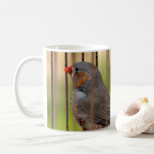 Zebra Finch Bird in Cage Coffee Mug