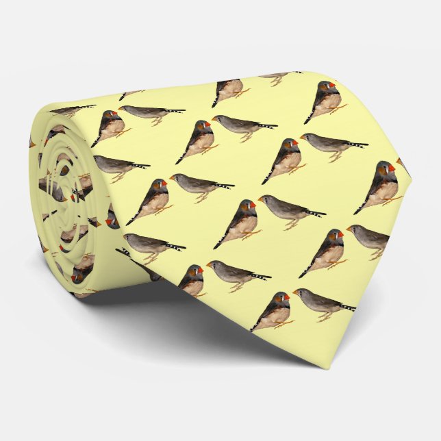 Zebra Finch Frenzy 2 Tie Double Sided(Pale Yellow) (Rolled)