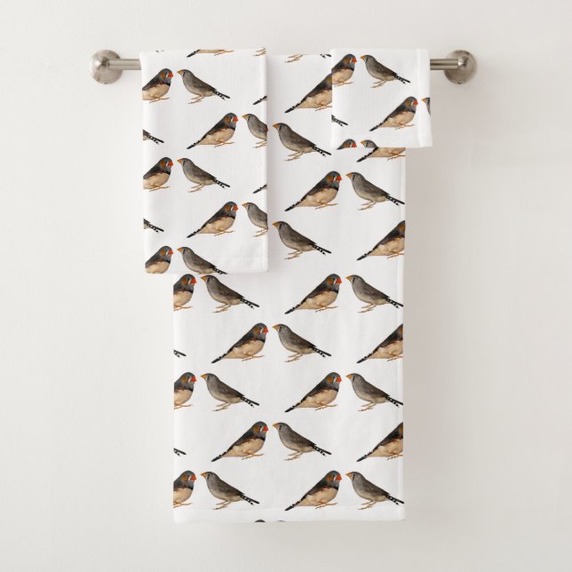 Zebra Finch Frenzy Bathroom Towel Set (Insitu)