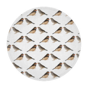 Zebra Finch Frenzy Glass Cutting Board