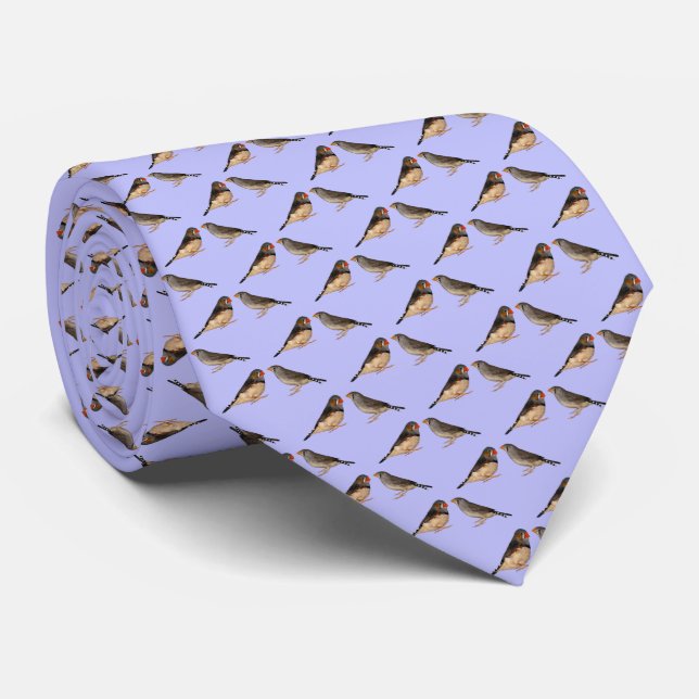 Zebra Finch Frenzy Tie (Lilac) (Rolled)