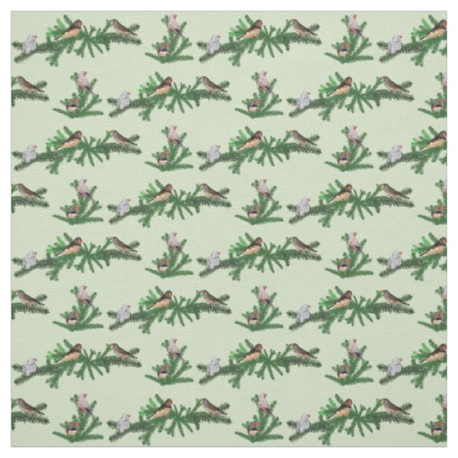 Zebra Finch Party Fabric (Green) (Swatch)