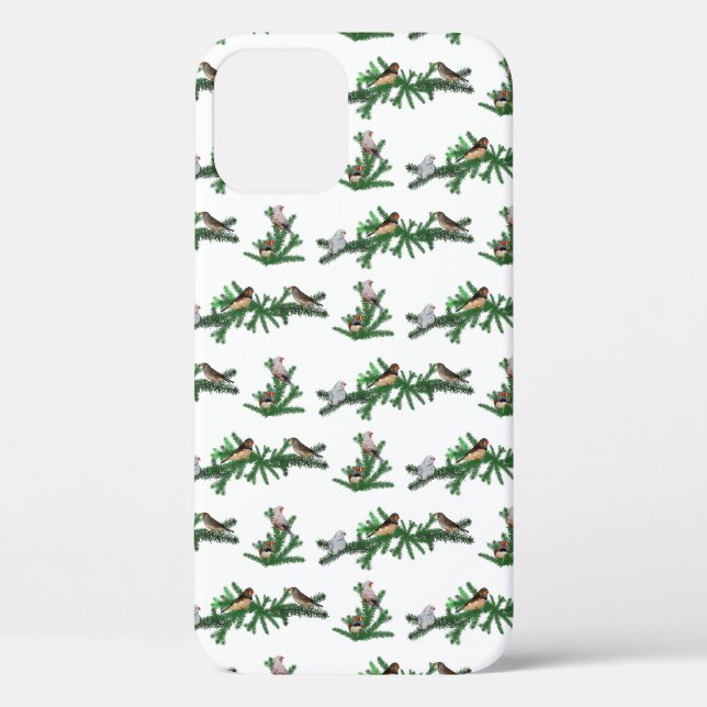 Zebra Finch Party iPhone 12 Case (choose colour) (Back)