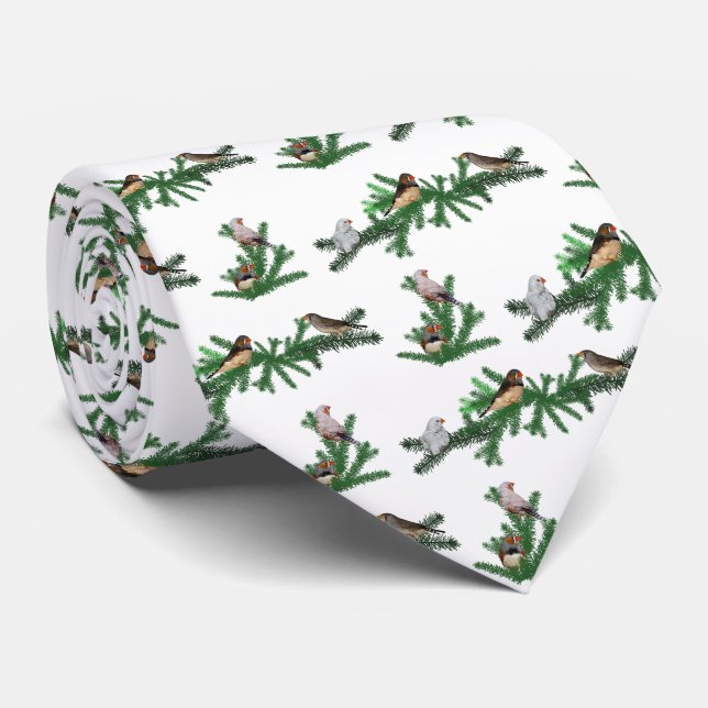 Zebra Finch Party Tie Double Sided (choose colour) (Rolled)