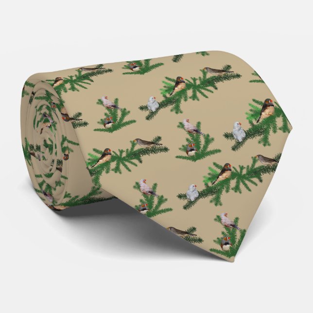 Zebra Finch Party Tie Double Sided (Gold) (Rolled)