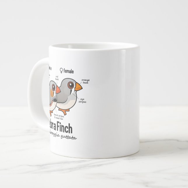 Zebra Finch Statistics Large Coffee Mug (Front Left)