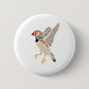 Zebra finch tribal tattoo design 6 cm round badge