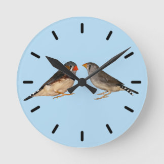 Zebra Finches Clock (Light Blue)