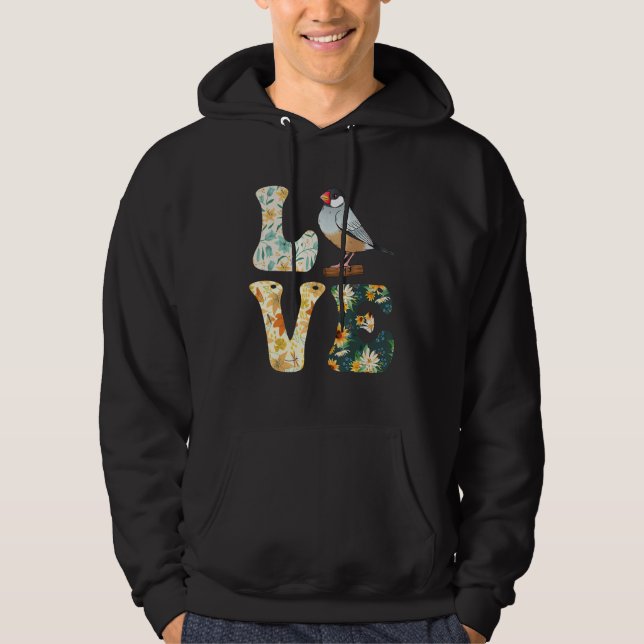 Zebra Finches LOVE Bird  Finches Bird Song Hoodie (Front)
