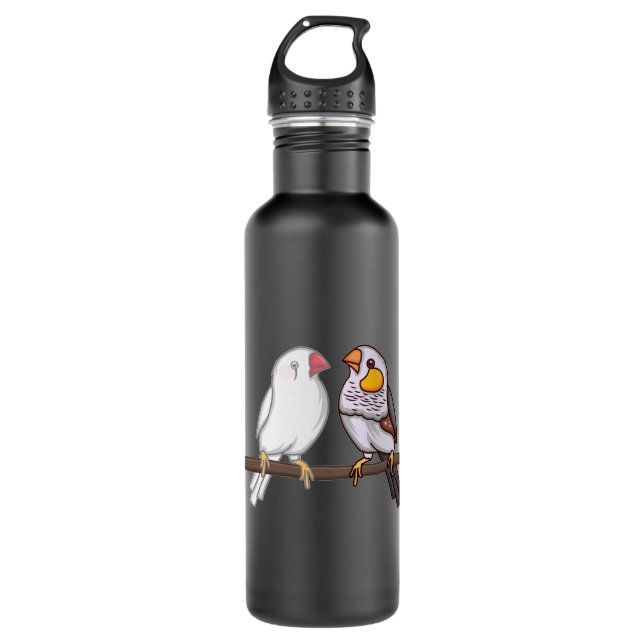 Zebra Finches LOVE Zebra Finch Art Passerines Bird 710 Ml Water Bottle (Front)