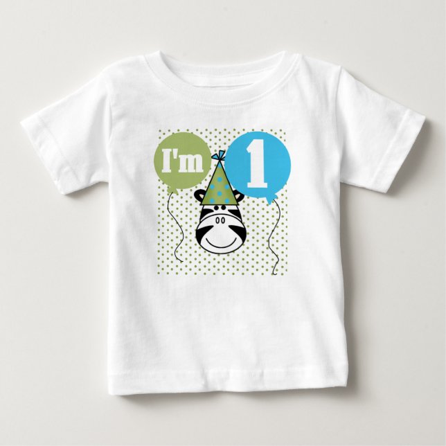Zebra First Birthday Baby T-Shirt (Front)