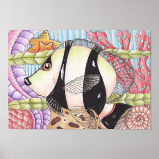 Zebra Fish Abstract Poster