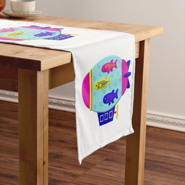 Zebra Fish in a Zeppelin Short Table Runner (In Situ)