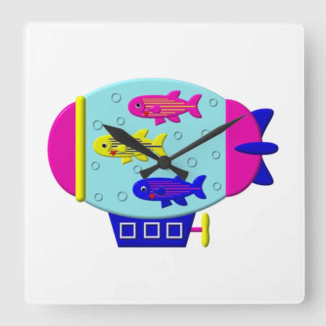 Zebra Fish in a Zeppelin Square Wall Clock (Front)