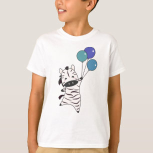 Zebra Flies Up With Balloons Up Sweet Animals T-Shirt