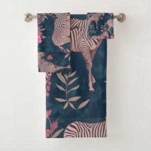 Zebra Floral Colourful Personalised Pattern Bath Towel Set