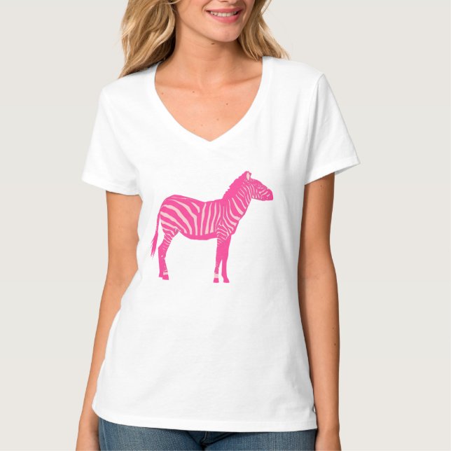 Zebra - Fuchsia and light pink T-Shirt (Front)