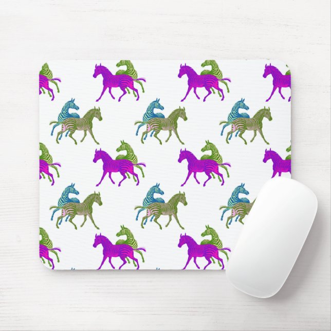 Zebra Funky Vibrant Colours African Safari Animals Mouse Mat (With Mouse)