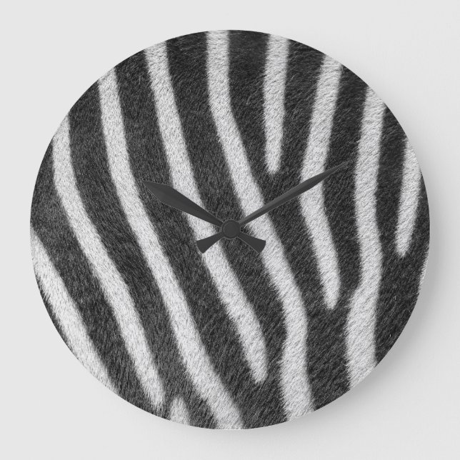 Zebra Fur Animal Pattern Large Clock (Front)