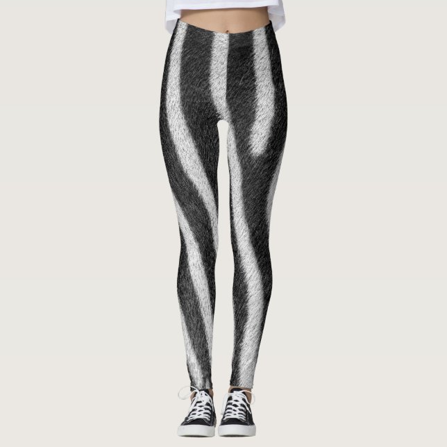 Zebra Fur Animal Pattern Leggings (Front)