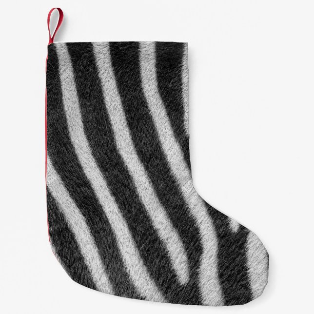 Zebra Fur Animal Pattern Small Christmas Stocking (Front)
