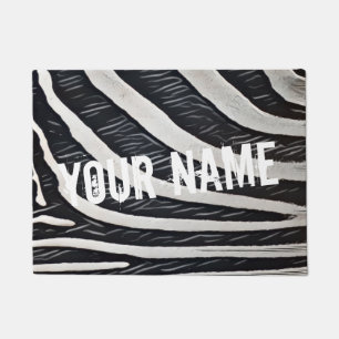 Zebra Fur Black and White Design for Animal Lover Doormat