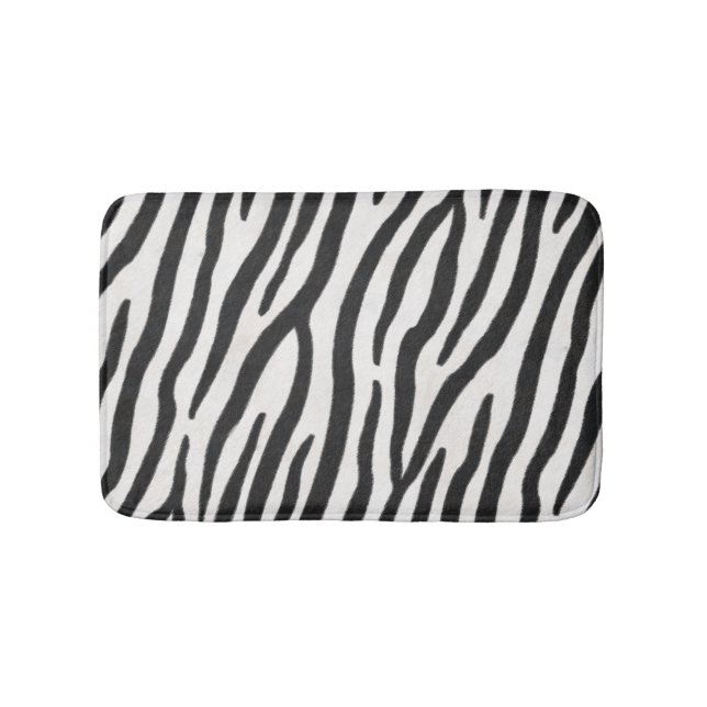 Zebra Fur Exotic Animal Print Bath Mat (Front)