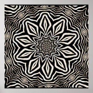 Zebra Fur Kaleidoscope Abstract Poster