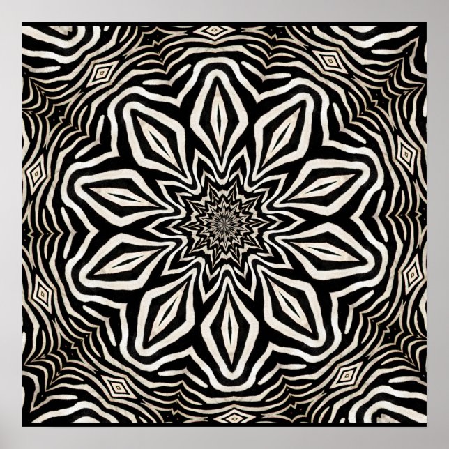Zebra Fur Kaleidoscope Abstract Poster (Front)
