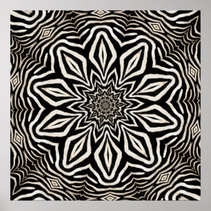 Zebra Fur Kaleidoscope Abstract Poster