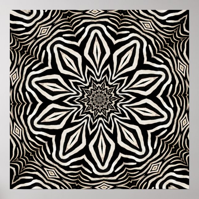 Zebra Fur Kaleidoscope Abstract Poster (Front)