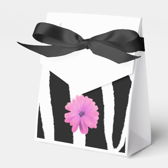 Zebra Fur Pattern with Flower Favour Box (Front Side)