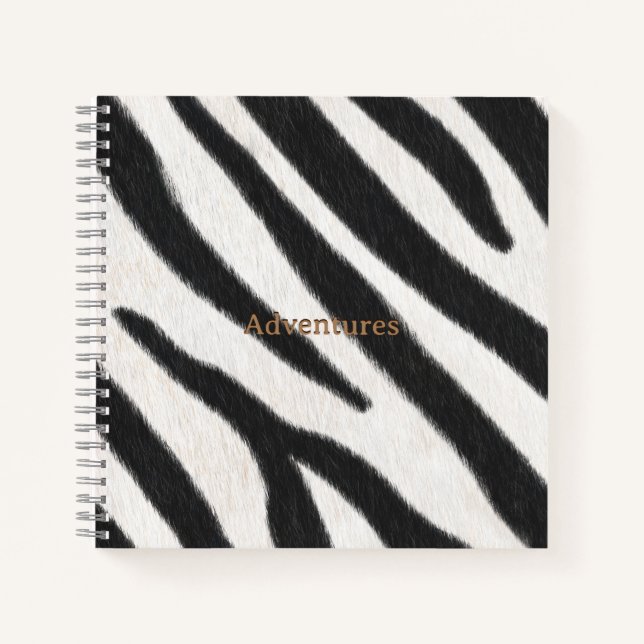 Zebra Fur Realistic Animal Print Personalised Notebook (Front)