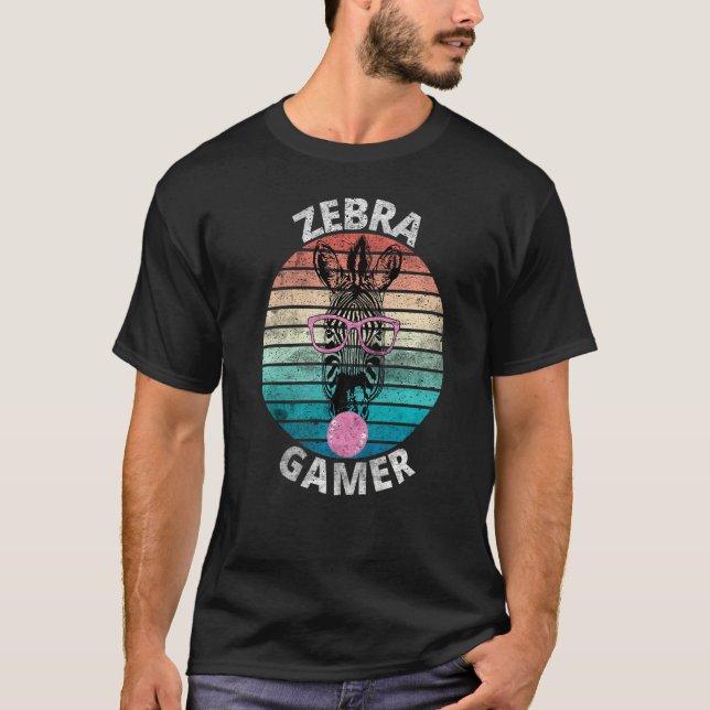 Zebra Gamer Graphic Design For Gamer Kids Men & Wo T-Shirt (Front)