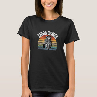 Zebra Gamer Graphic Design For Gamer Kids Premium_ T-Shirt