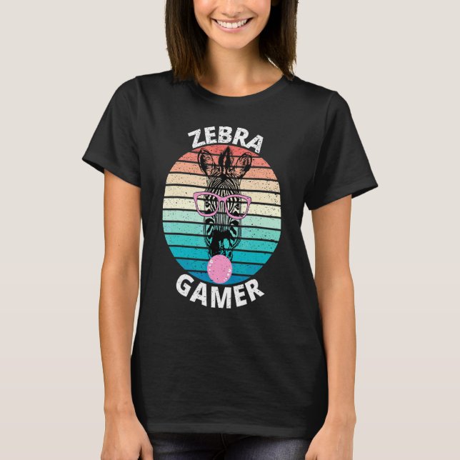 Zebra Gamer Graphic For Gamer Kids T-Shirt (Front)