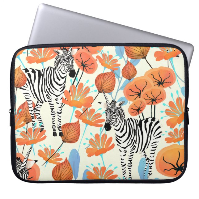Zebra garden laptop sleeve (Front)