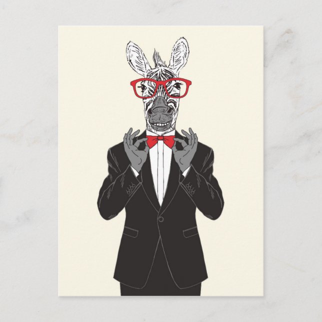 Zebra Gentleman Postcard (Front)