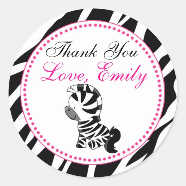 Zebra Gift Favour Label Jungle Safari (Front)