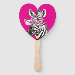 Zebra & Giraffe with Pink Glasses Favours  Hand Fan