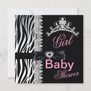 Zebra Girl Baby Shower Princess Tiara Invitation