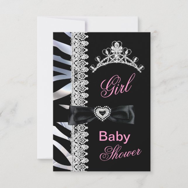 Zebra Girl Baby Shower Princess Tiara Invitation (Front)
