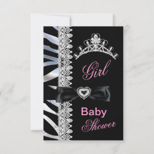 Zebra Girl Baby Shower Princess Tiara Invitation