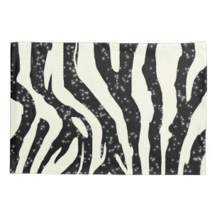Zebra Glitter Stripes Animal Print Pillowcase